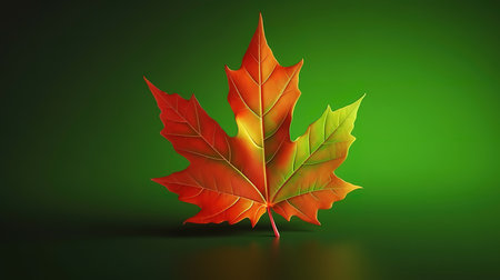 Maple leaf over green leafs. Generative Aiの素材