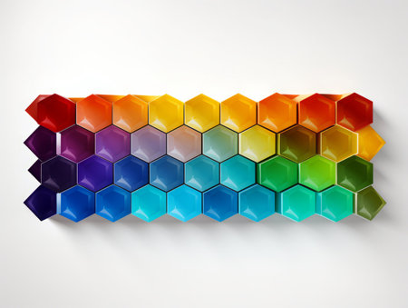Multi colored plastic blocks on white. Generative Aiの素材