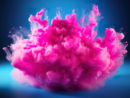 Purple and pink smoke in the dark. Generative Aiの素材