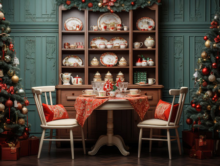 Christmas time with a desk of free space for your decorations, inviting creativity. Generative Aiの素材