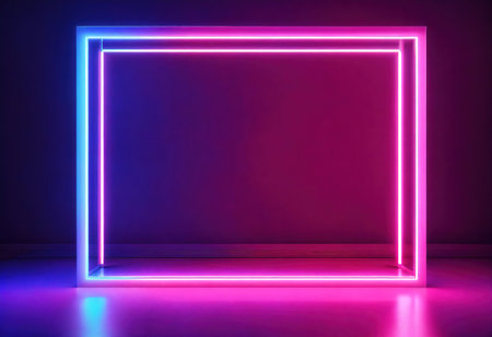frame square neon pink blue render 3d threedimensional. Generative Aiの素材
