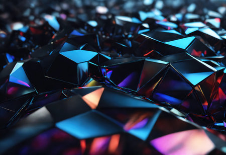 Black abstract low poly triangle background. Generative Aiの素材