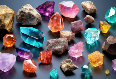 Rainbow crystal isolated titanium color stone rainbow gem generative ai illustration. Generative Aiの素材