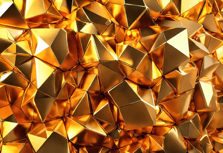3d render, abstract gold crystal background, faceted texture, macro panorama wide panoramic. Generative Aiの素材