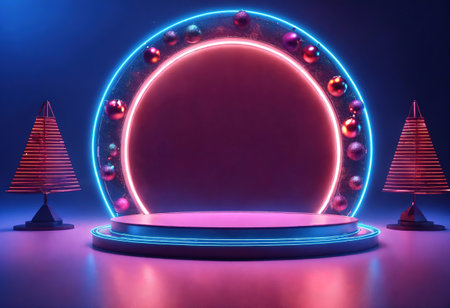 Blue podium and water drop abstract on the blue background. Generative Aiの素材