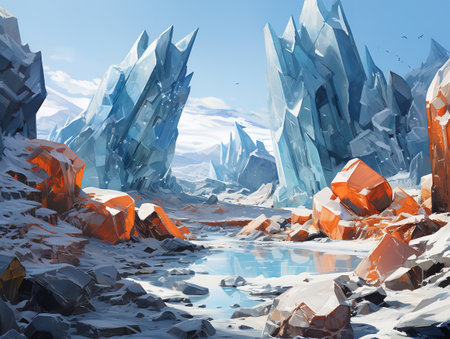 Incredible cosmos unrealistic landscape on an alien worldの素材