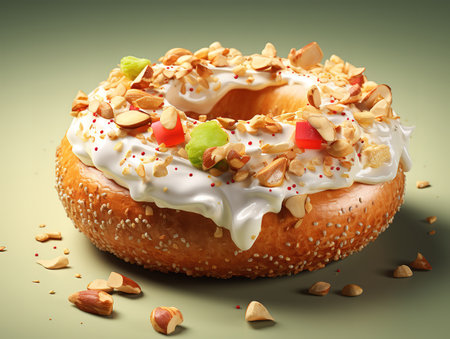 Healthy eating bagel sandwich for breakfast with salmon fishの素材
