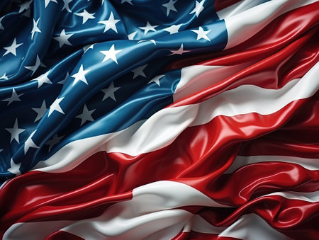 American flag waving with pride symbol of freedomの素材