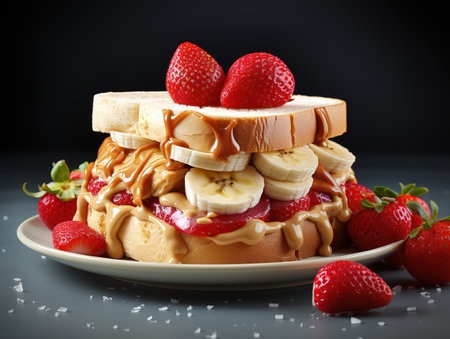 Filled pancakes with strawberriesの素材