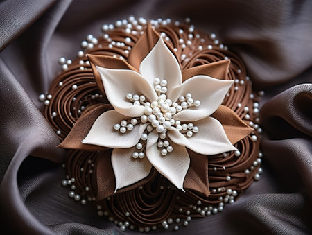 Flat lay arrangement with chocolate cake and candiesの素材