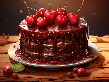 Delicious chocolate cake with copy spaceの素材