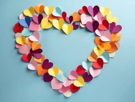 Valentine day greeting card with love message, Envelope and paper red heartsの素材