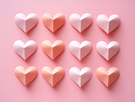 Heart background with light pink paper cut heartsの素材