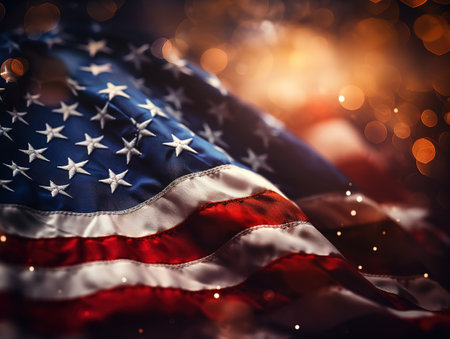 USA Flag in Soft Light Blurの素材