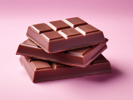 Attractive Dark chocolate on pink backgroundの素材