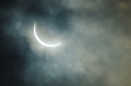The sun is covered 93 in a partial solar eclipseの写真素材
