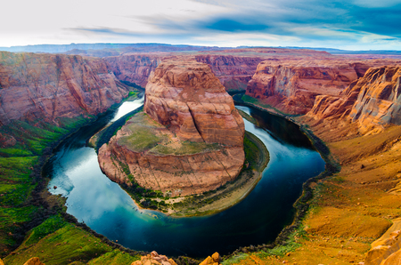Horse shoe bend in Page Arizona, USA. The Photo is taken in the evening.の写真素材