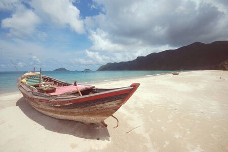 Fishing Boat on the Beachの写真素材