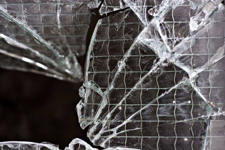 closeup shot of a shattered glass window