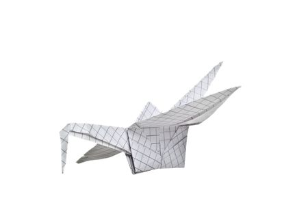 beautiful origami (crane) bird on a white backgroundの写真素材