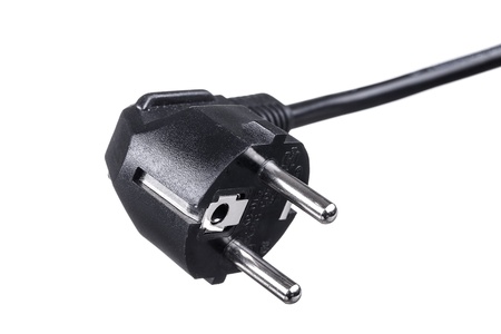 black european german Schuko power plug, isolated on white