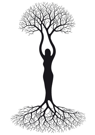 woman treeのイラスト素材