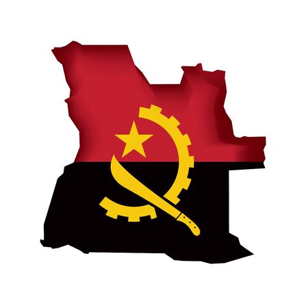 map and the flag of Angolaのイラスト素材