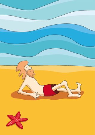 on the beachのイラスト素材