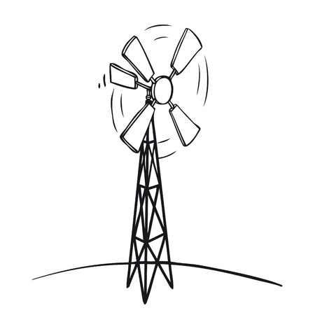 Old wind turbineのイラスト素材