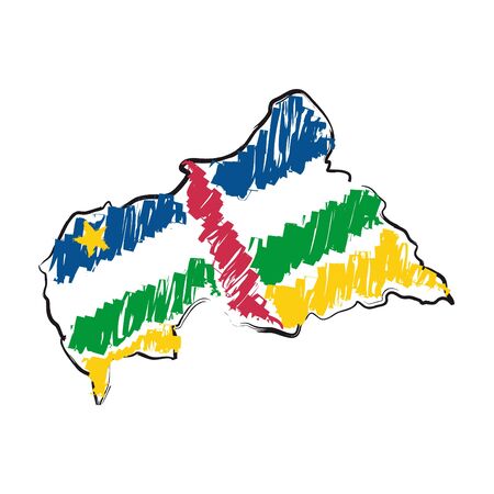 map flag Central African Republicのイラスト素材