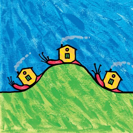 Snail paintingの写真素材