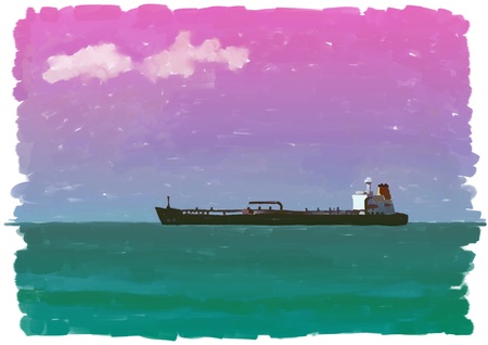 painted oil tankerの写真素材