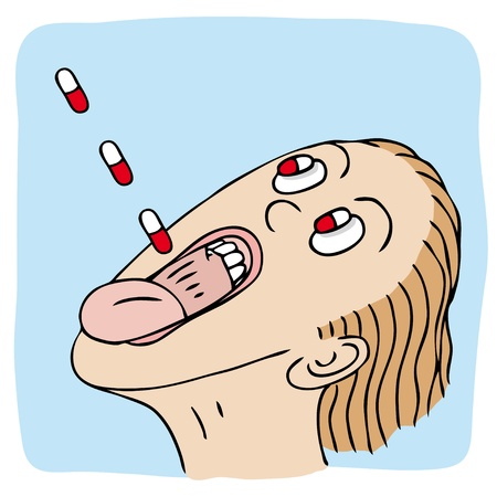 Swallowing pillsのイラスト素材