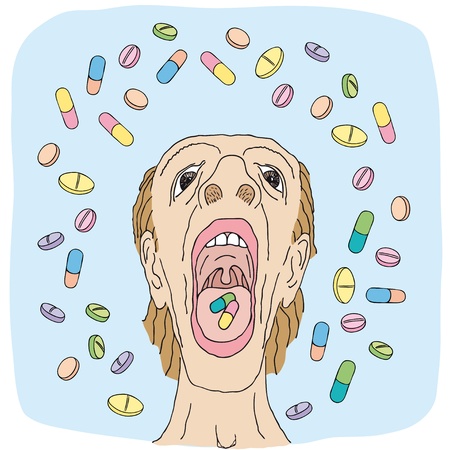 Swallowing pillsのイラスト素材