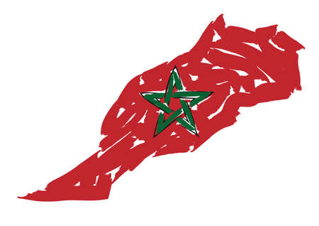 sketch map flag Moroccoのイラスト素材