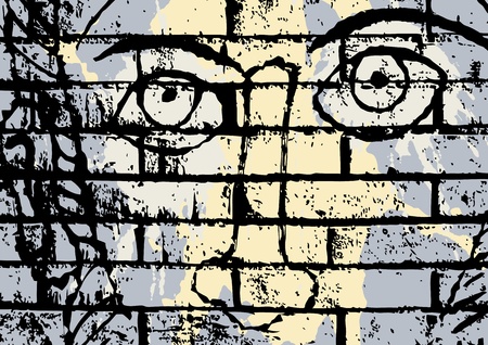 eyes on the wallのイラスト素材