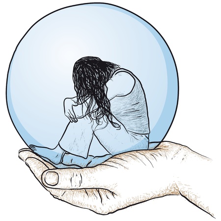 hand supporting a womanのイラスト素材