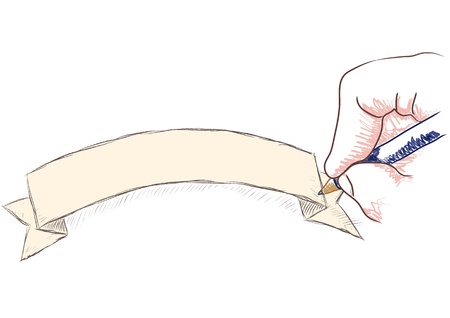 hand writing on a ribbonのイラスト素材