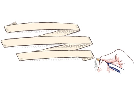 hand writing on a ribbonのイラスト素材