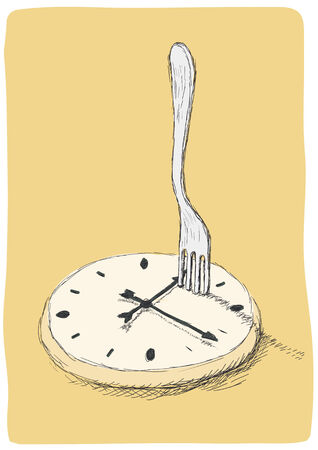 clock and forkのイラスト素材