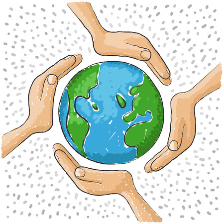 hand around the worldのイラスト素材