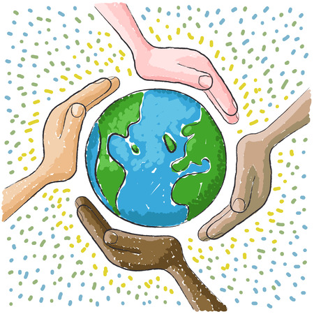 hand around the worldのイラスト素材