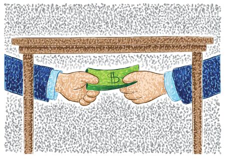 Illustration of hands bribingのイラスト素材