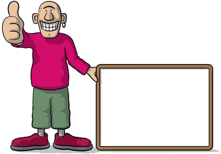 man with a signboardのイラスト素材