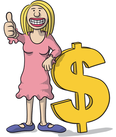 Woman with dollar sign isolated on white background.のイラスト素材