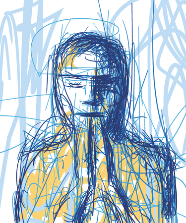 Abstract illustration of a praying man.のイラスト素材
