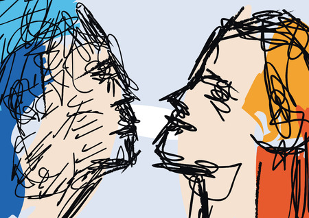 sketch of couple facesのイラスト素材