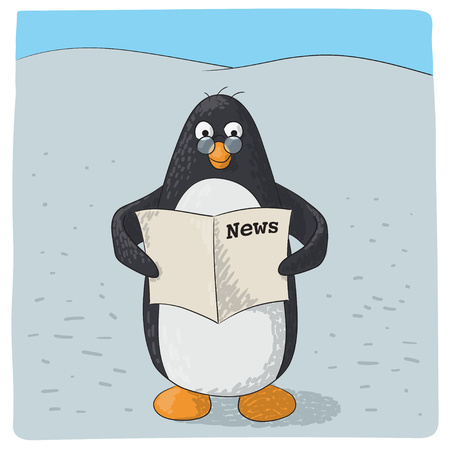 cute arctic penguin who readsのイラスト素材