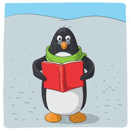 cute arctic penguin who readsのイラスト素材