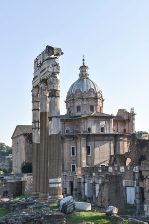 Roman Forum in Rome, Italy. Famous panorama with ancient architecture.のeditorial素材